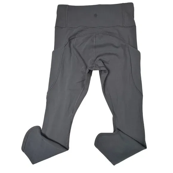 Athleta Relay Capri Pants Gray Size XS High Rise Pockets Workout - Picture 2 of 10
